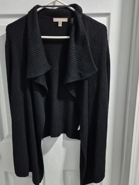 Banana Republic Black Ribbed Open Draped Cardigan